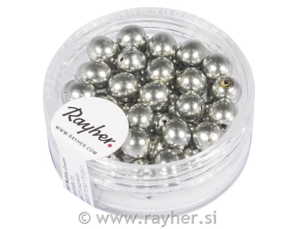 Perle steklene Renaissance, 6mm, srebrne, 45 kos