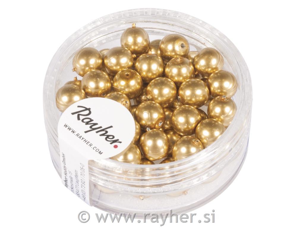 Perle steklene Renaissance, 6mm, zlate, 45 kos