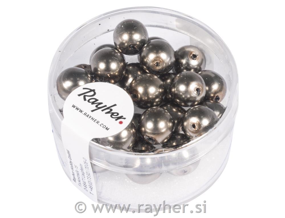 Perle steklene Renaissance, 8mm, rjave, 25 kos