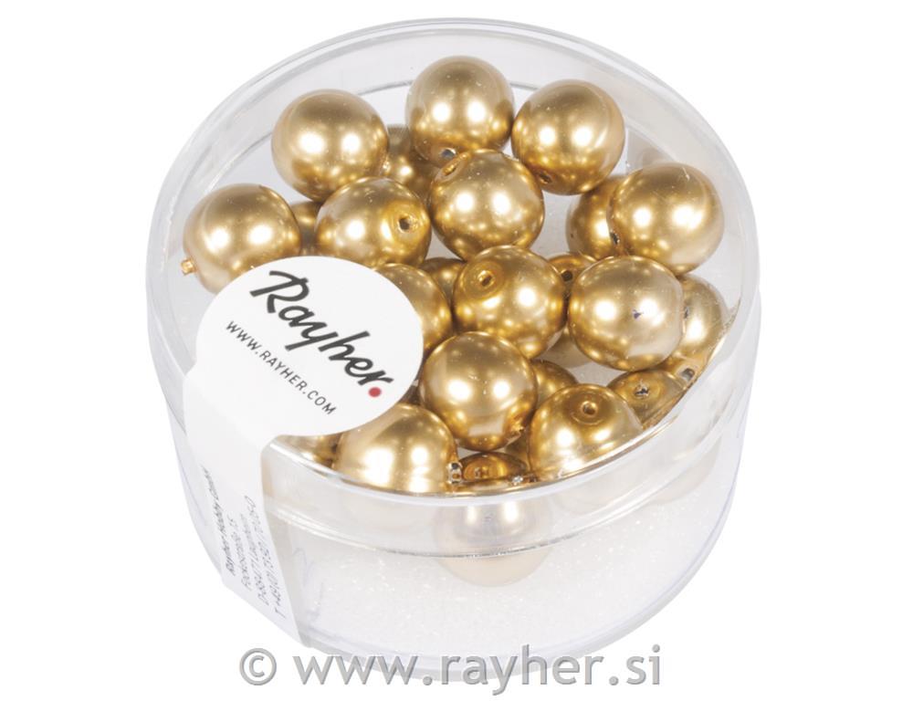 Perle steklene Renaissance, 8mm, zlate, 25 kos
