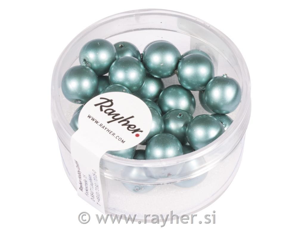 Perle steklene Renaissance mat, 8mm, modre, 25 kos