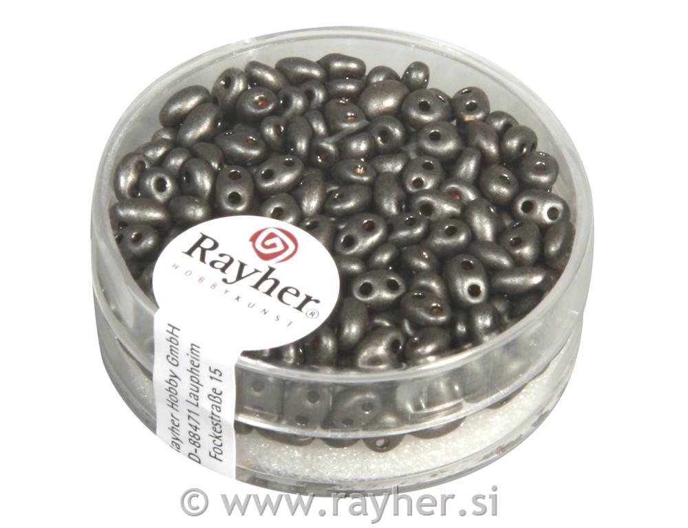 Perle Twin z dvema luknjama, tem.bež 10g, 2,5x5mm, kovinske,