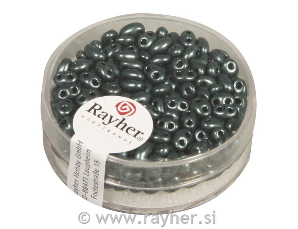 Perle Twin z dvema luknjama, ind.turkizne 10g, 2,5x5mm, kovi