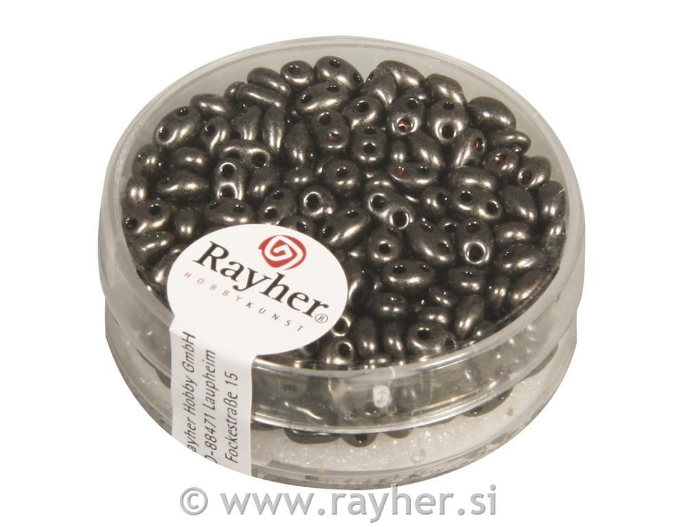 Perle Twin z dvema luknjama, tem.bež 10g, 2,5x5mm, kovinske