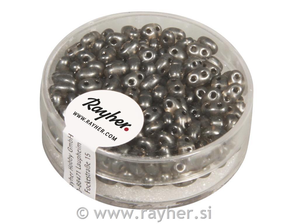 Perle Twin z dvema luknjama, antracitne 10g, 2,5x5mm, prosoj