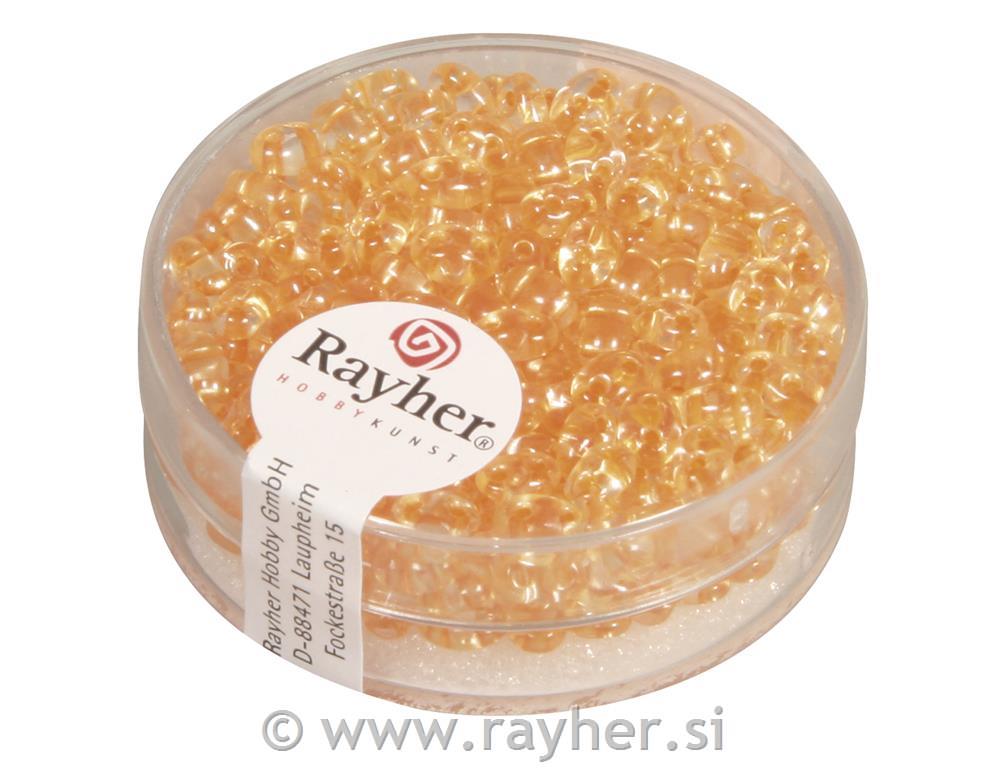 Perle Twin z dvema luknjama, oranžne 10g, 2,5x5mm, prosojne