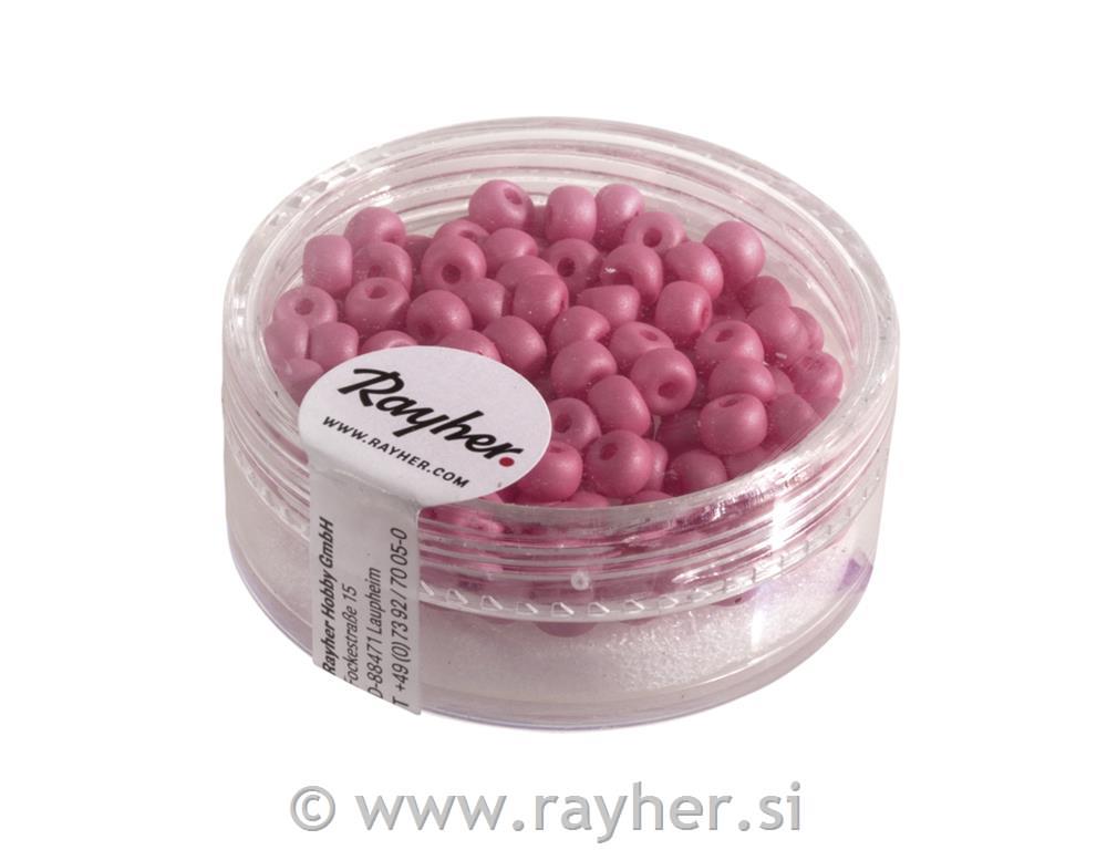 Perle svilene, steklene, 4mm,fuksija, 120kos