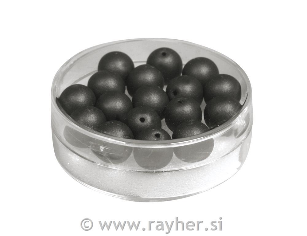 Perle svilene, steklene, 8mm,črne,18kos