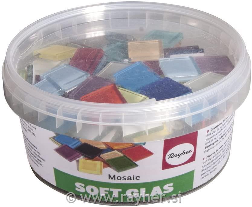 Soft glass-mosaic stone mixture, coloure