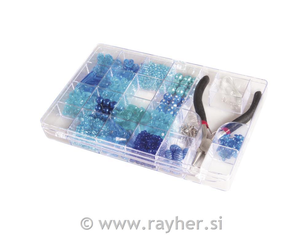 Bead-box with pliers, blue, 185g, 20x13.