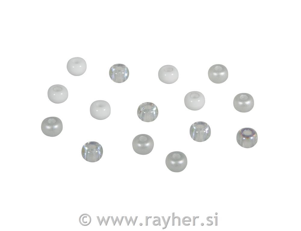 Perle steklene, 5,5 mm beli toni 80 kosov