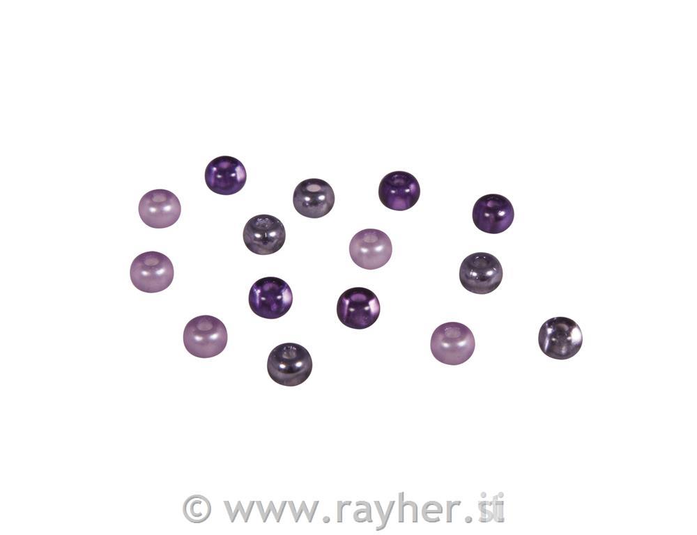 Perle steklene, 5,5 mm vijol. toni 80 kosov