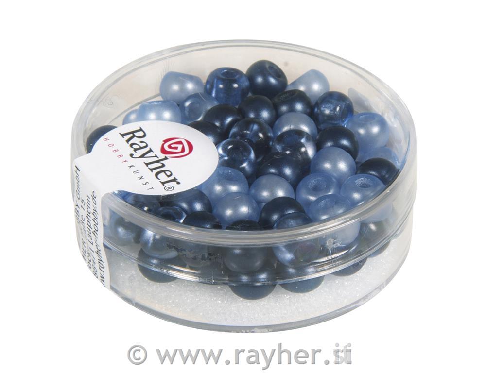 Perle steklene, 5,5 mm modri toni 80 kosov