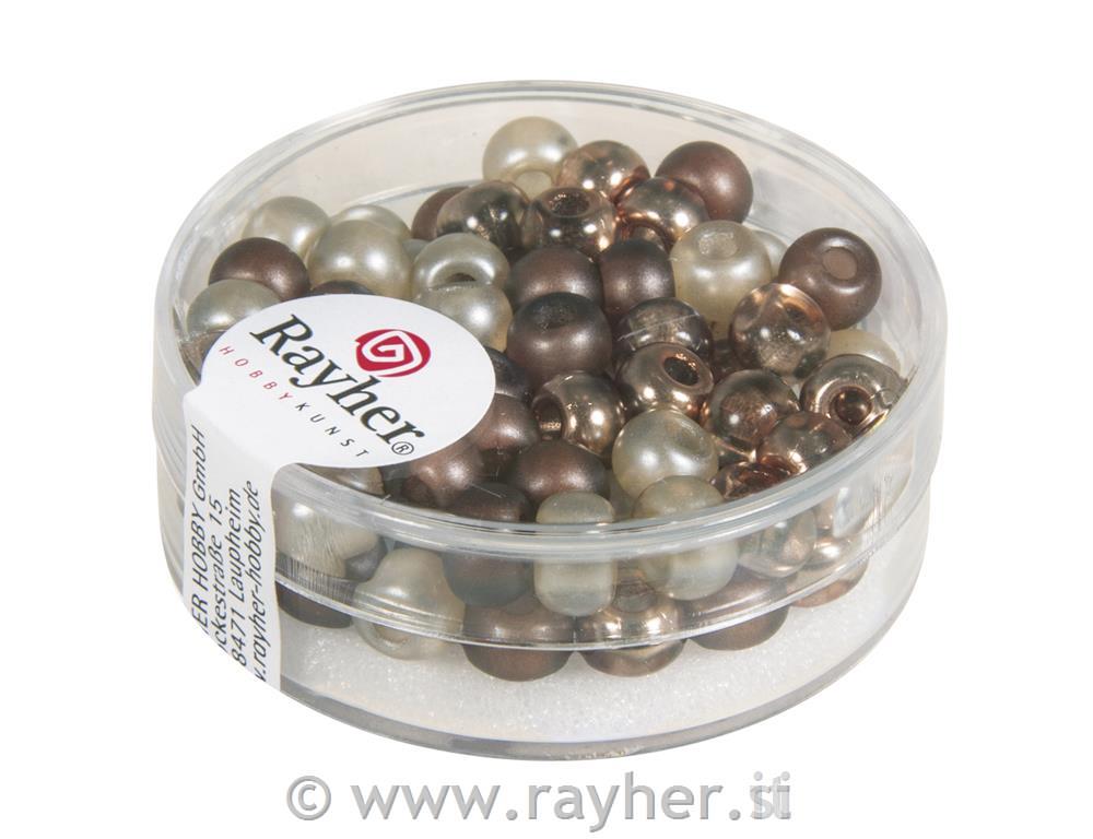 Perle steklene, 5,5 mm rjavi toni 80 kosov