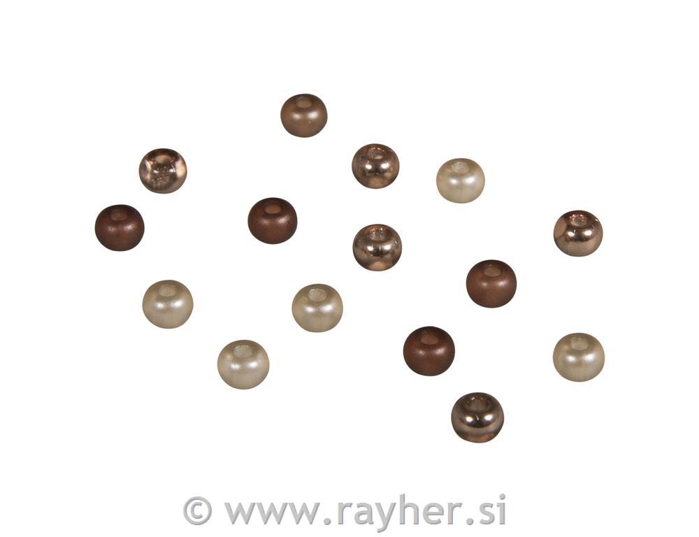 Perle steklene, 5,5 mm rjavi toni 80 kosov