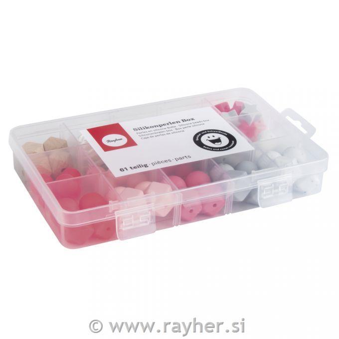 Silikonske perle set Pink, 61-delni