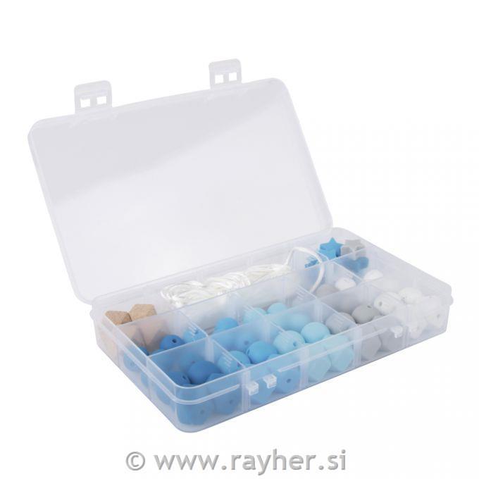 Silikonske perle set Blue, 61-delni