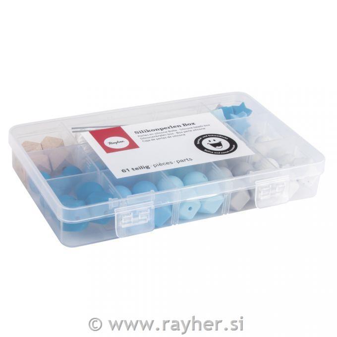 Silikonske perle set Blue, 61-delni