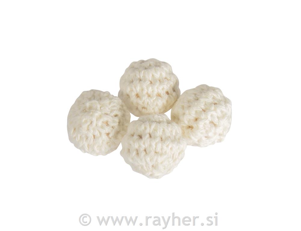 Kvačkane perle, 16mm, bele, 4 kos