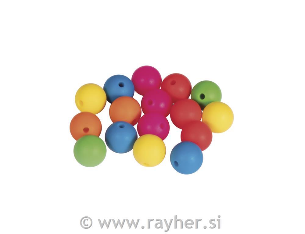 Silikonske perle, 12mm, mešane barve, 16 kos
