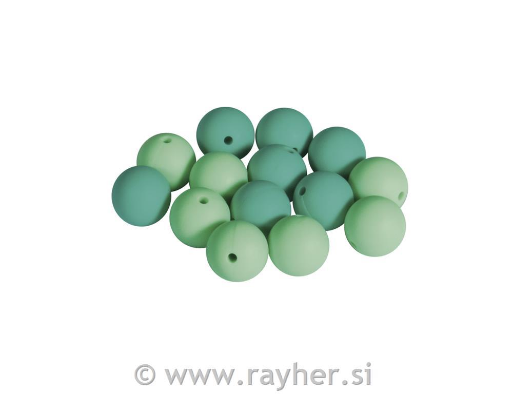 Silicone beads, 15mm omint green shadestab-bag 14pcs