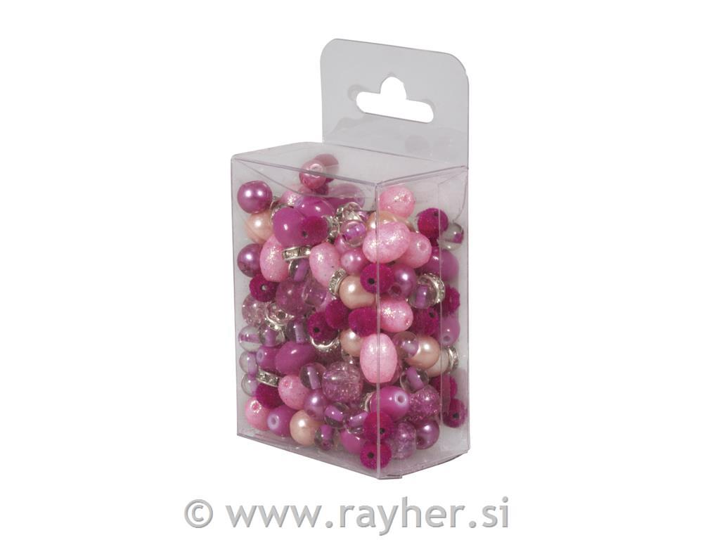 Perle steklene "Pearl effect", pink, 100g