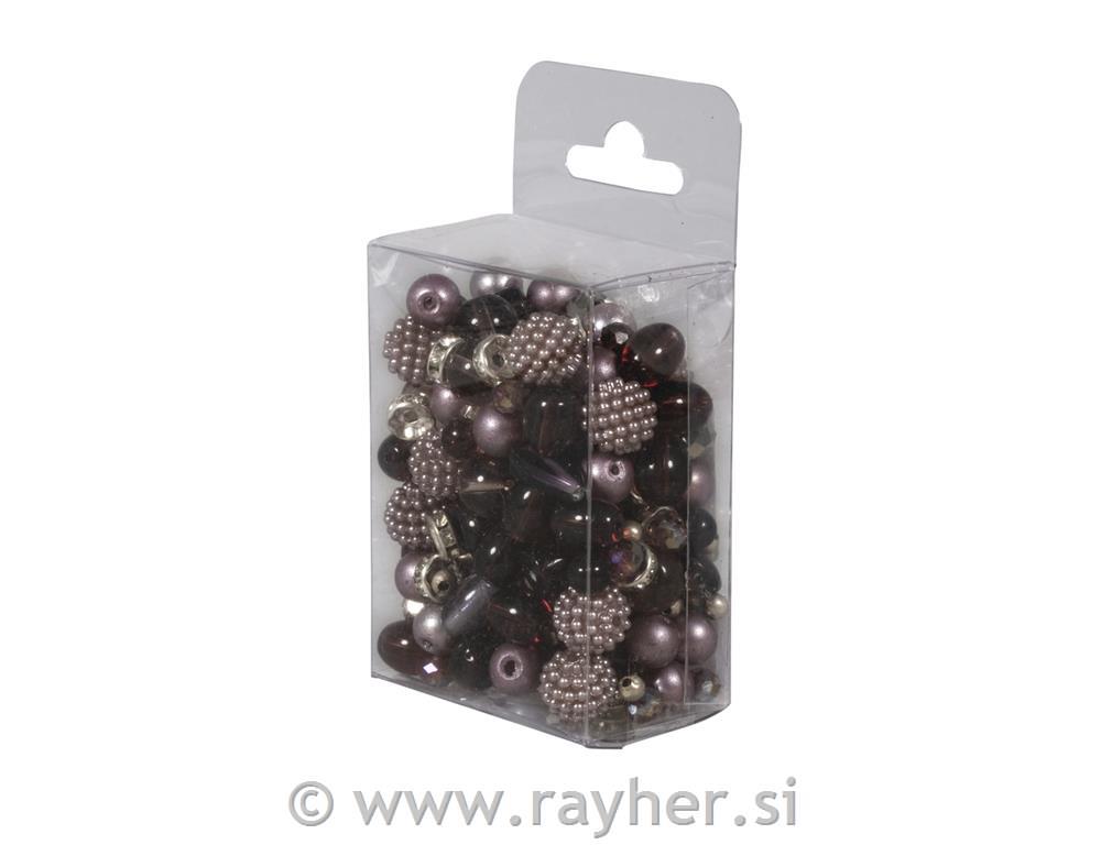 Glass earl effect beads mix, 100g, violet
