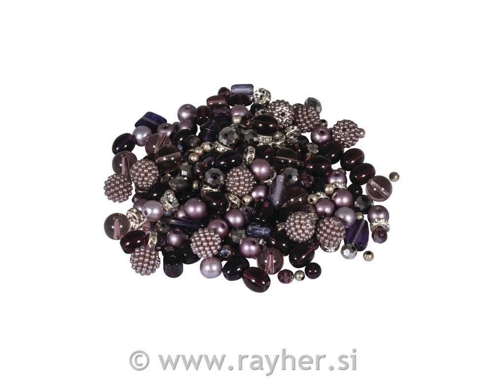 Glass earl effect beads mix, 100g, violet