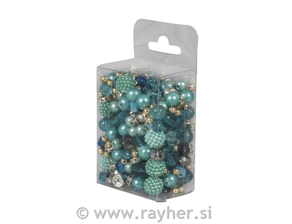 Perle steklene "Pearl effect", turkizne, 100g
