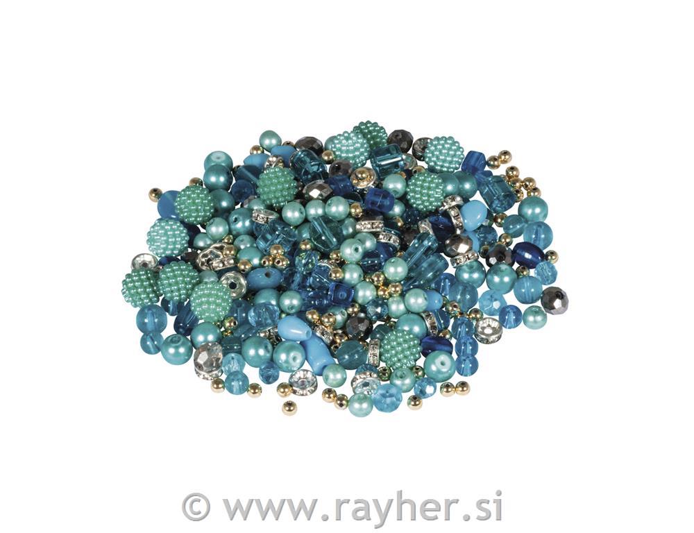 Perle steklene "Pearl effect", turkizne, 100g