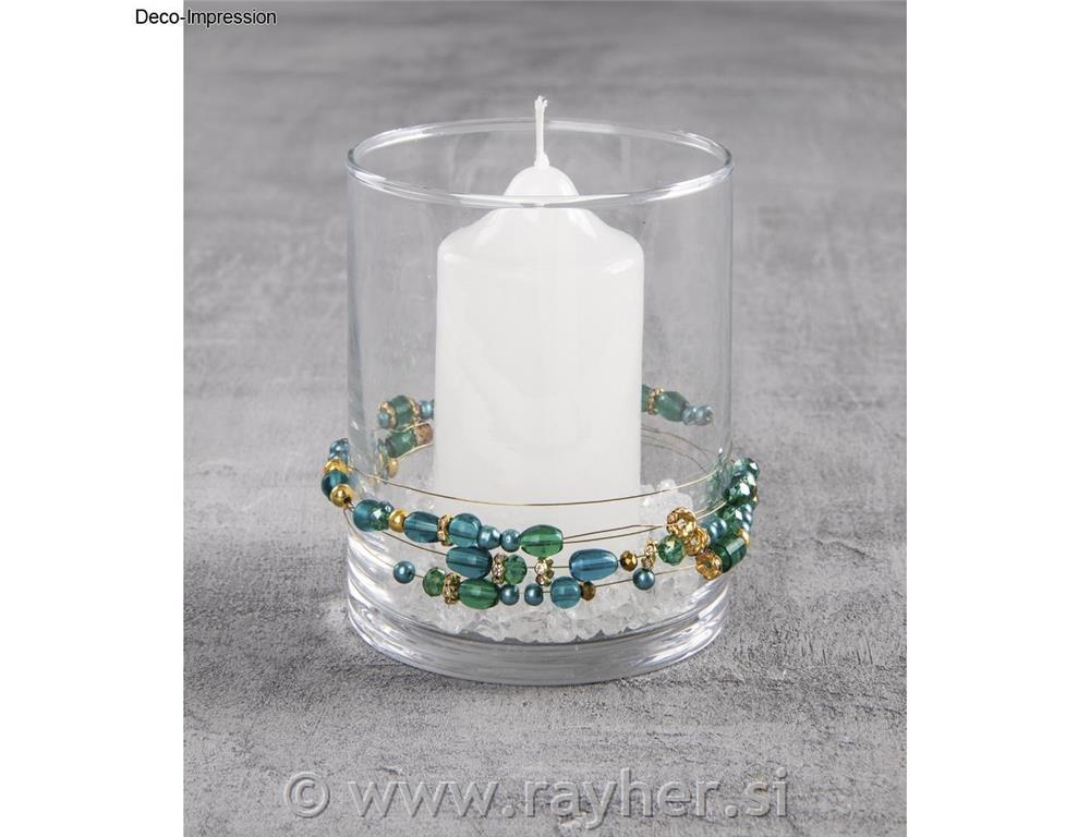 Perle steklene "Pearl effect", turkizne, 100g