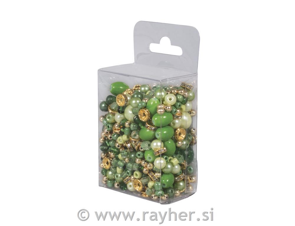 Glass earl effect beads mix, 100g, fern