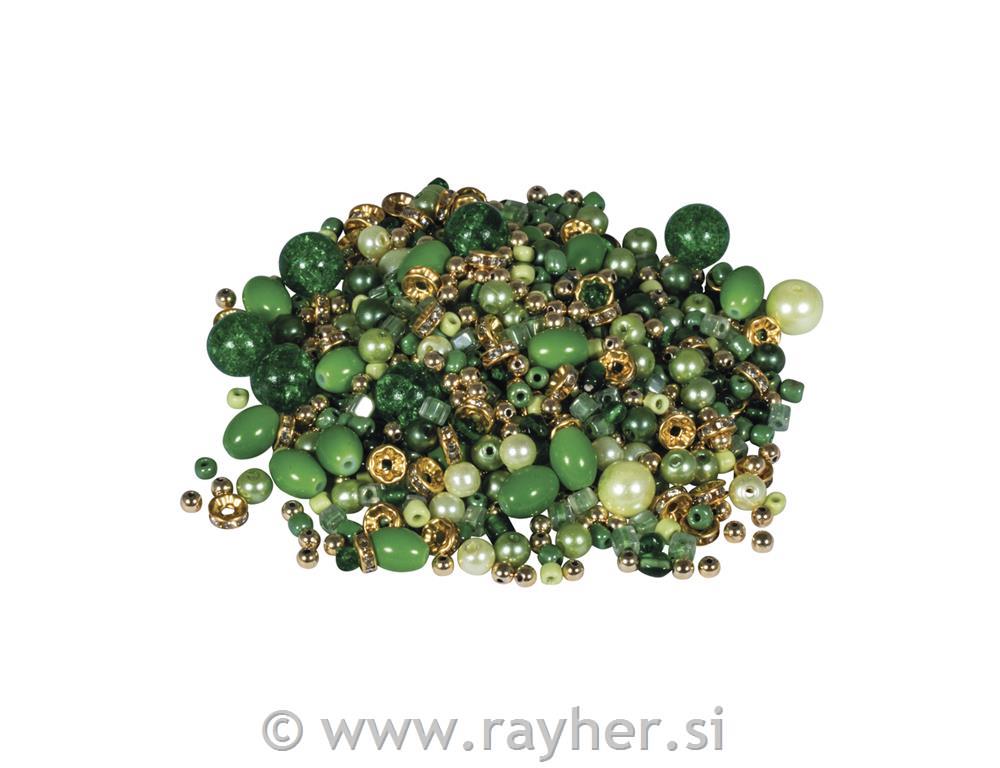 Glass earl effect beads mix, 100g, fern