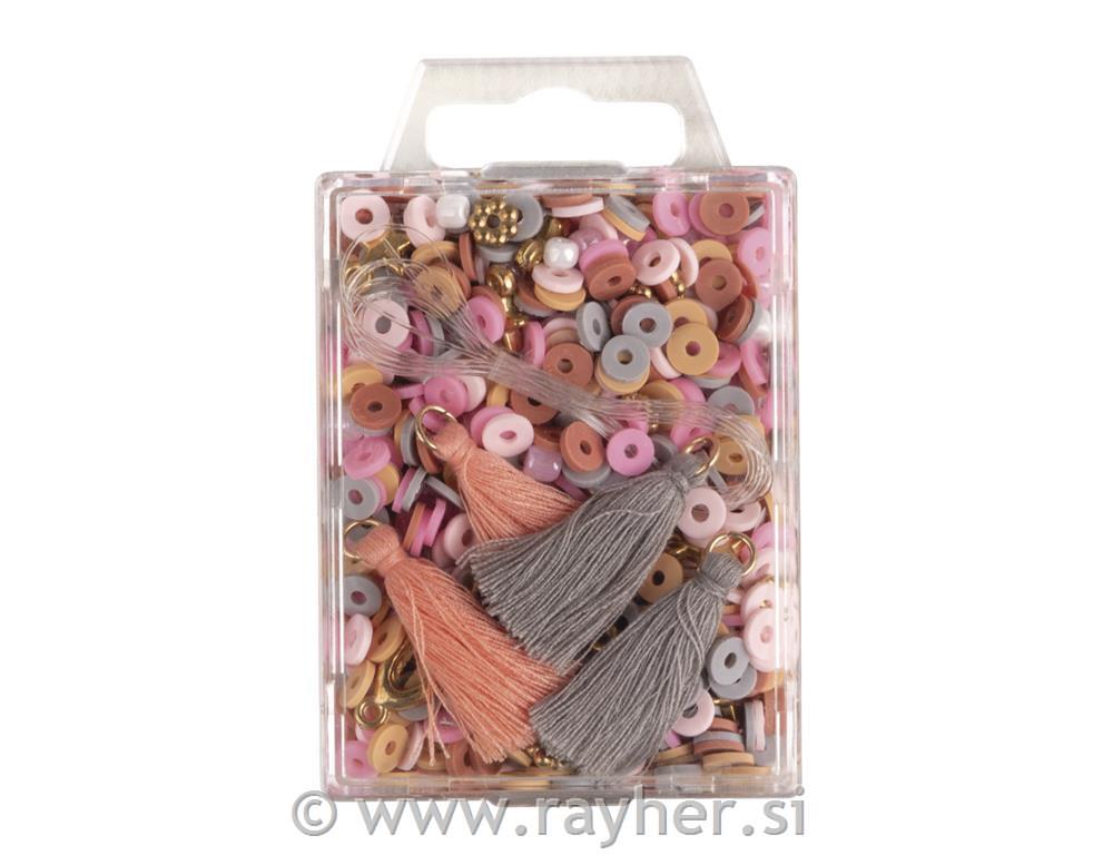 Heishi perle set roza