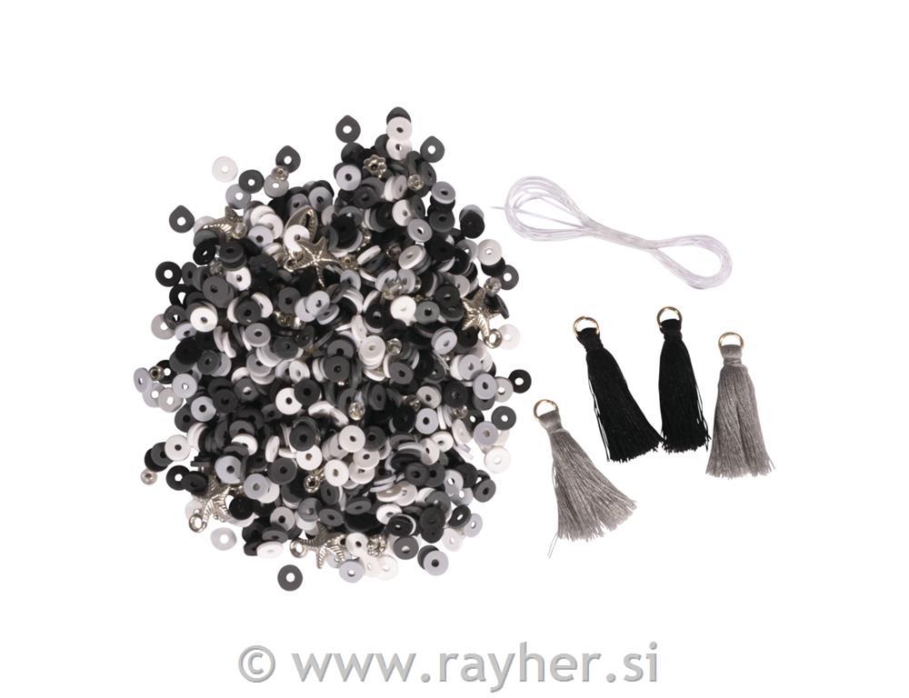 Heishi perle set črno bele