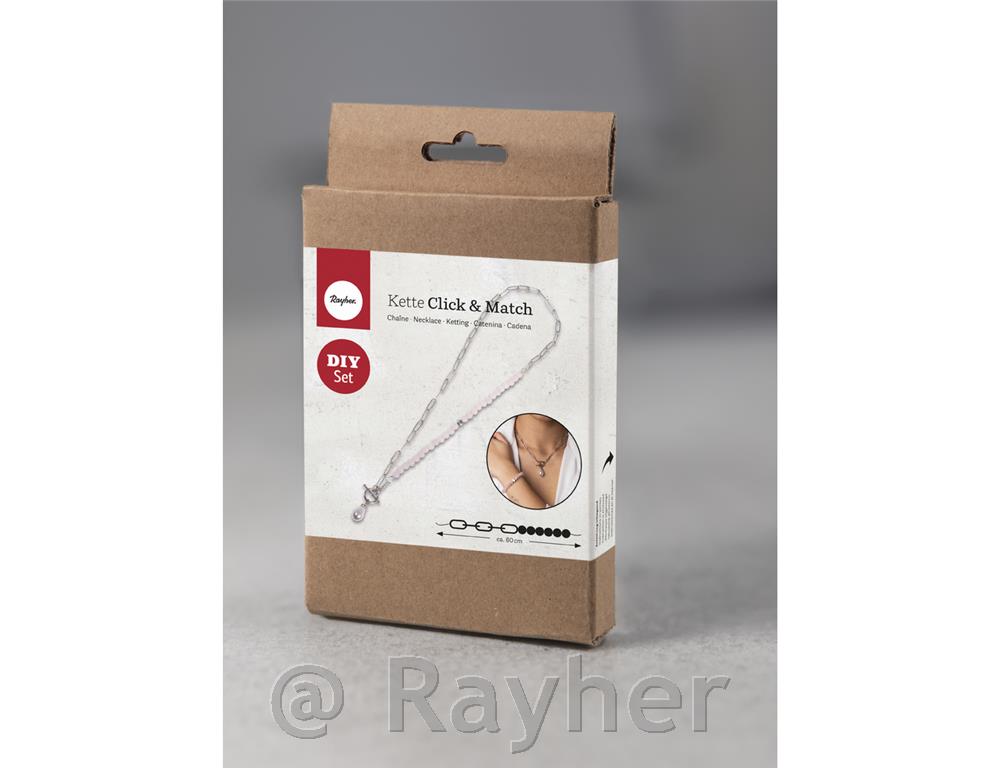 Set za izdelavo verižice Click&Match, poldragi kamni, srebrn