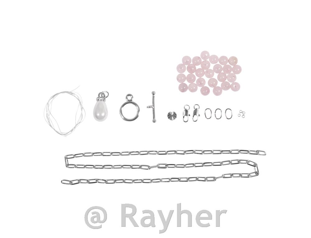 Set za izdelavo verižice Click&Match, poldragi kamni, srebrn
