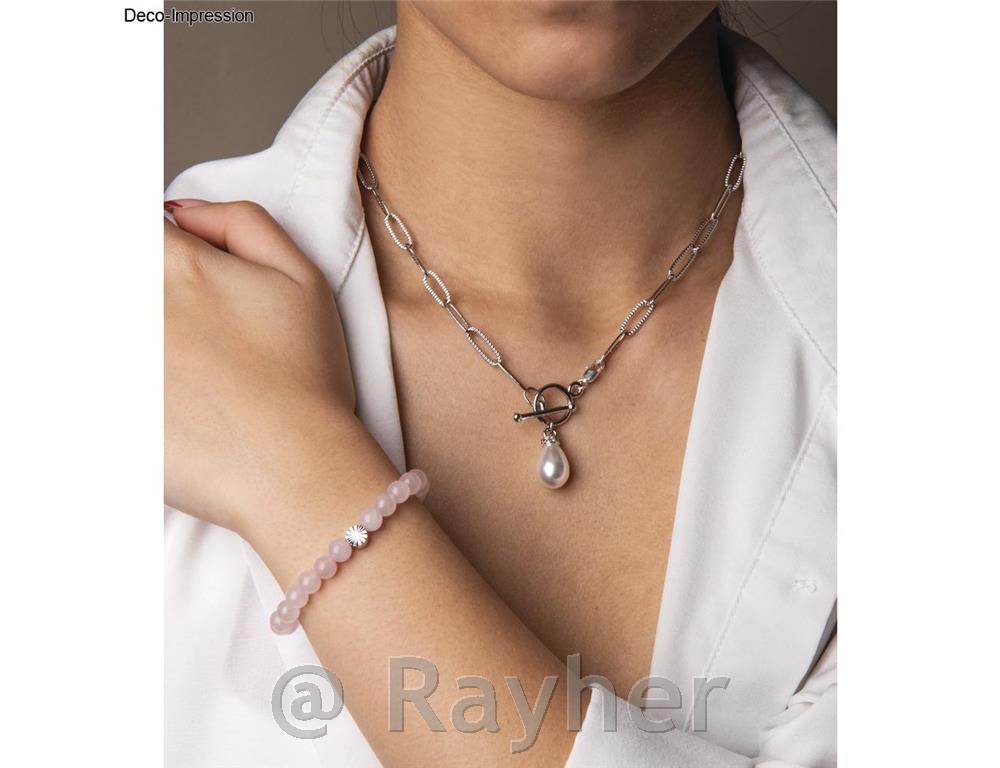 Set za izdelavo verižice Click&Match, poldragi kamni, srebrn