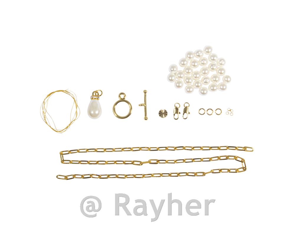 Set za izdelavo verižice Click&Match, steklene perle, zlat