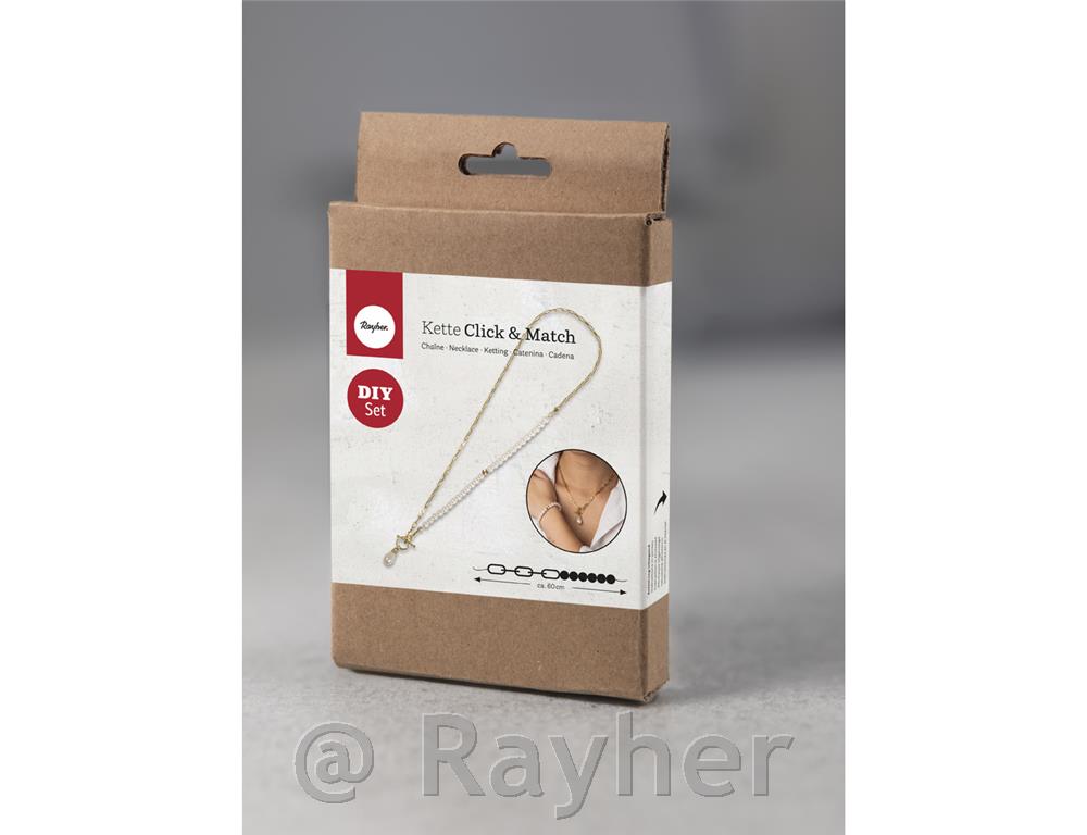 Set za izdelavo verižice Click&Match, steklene perle, zlat