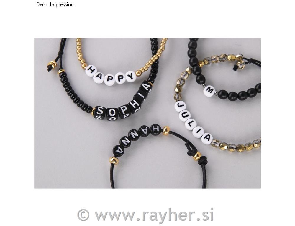 Plastic letters-beads, 9mm owhiteround, tab-blister 40g