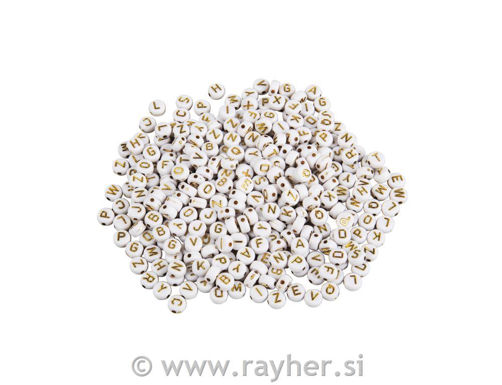 Perle črke, 6mm, zlate, okrogle, 40g