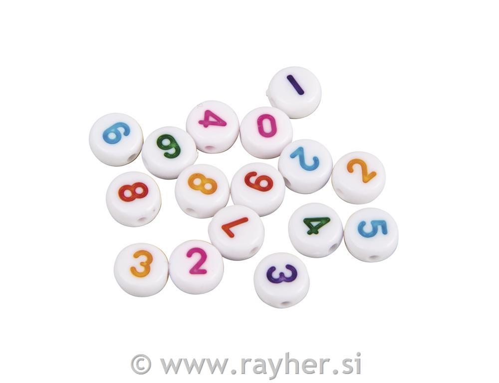 Perle številke, 6mm, barvne, okrogle, 40g