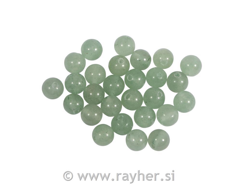 Zeleni žad, poldragi kamen, perle 6mm, 30 kos