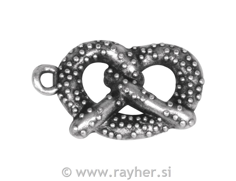 Obesek kovinski: presta, srebrn, 1,7cm, zanka 1mm o