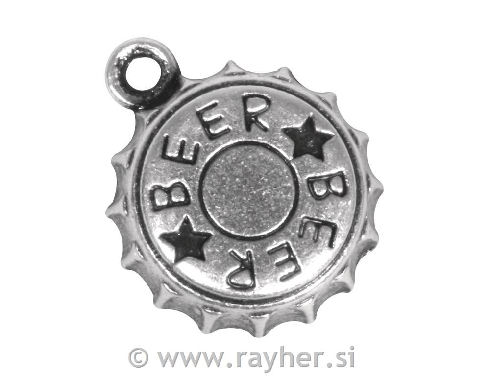 Metal pendant: crown cork, 1.3cm, oxidiz