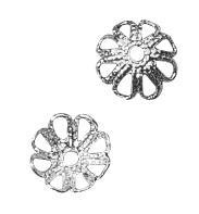 filigree cap, 7mm o, silver-plated, tab-