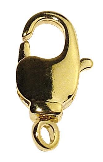 Carabiner clasp with rotating eye, gold,