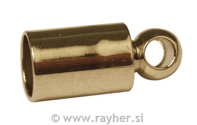 End caps w. eye, 3mm o, gold, tab-bag 4p