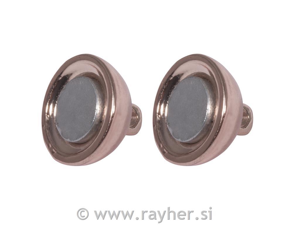 Magnetic clasp, extra strong, 10mm o, pink gold, tab-bag 1pc.